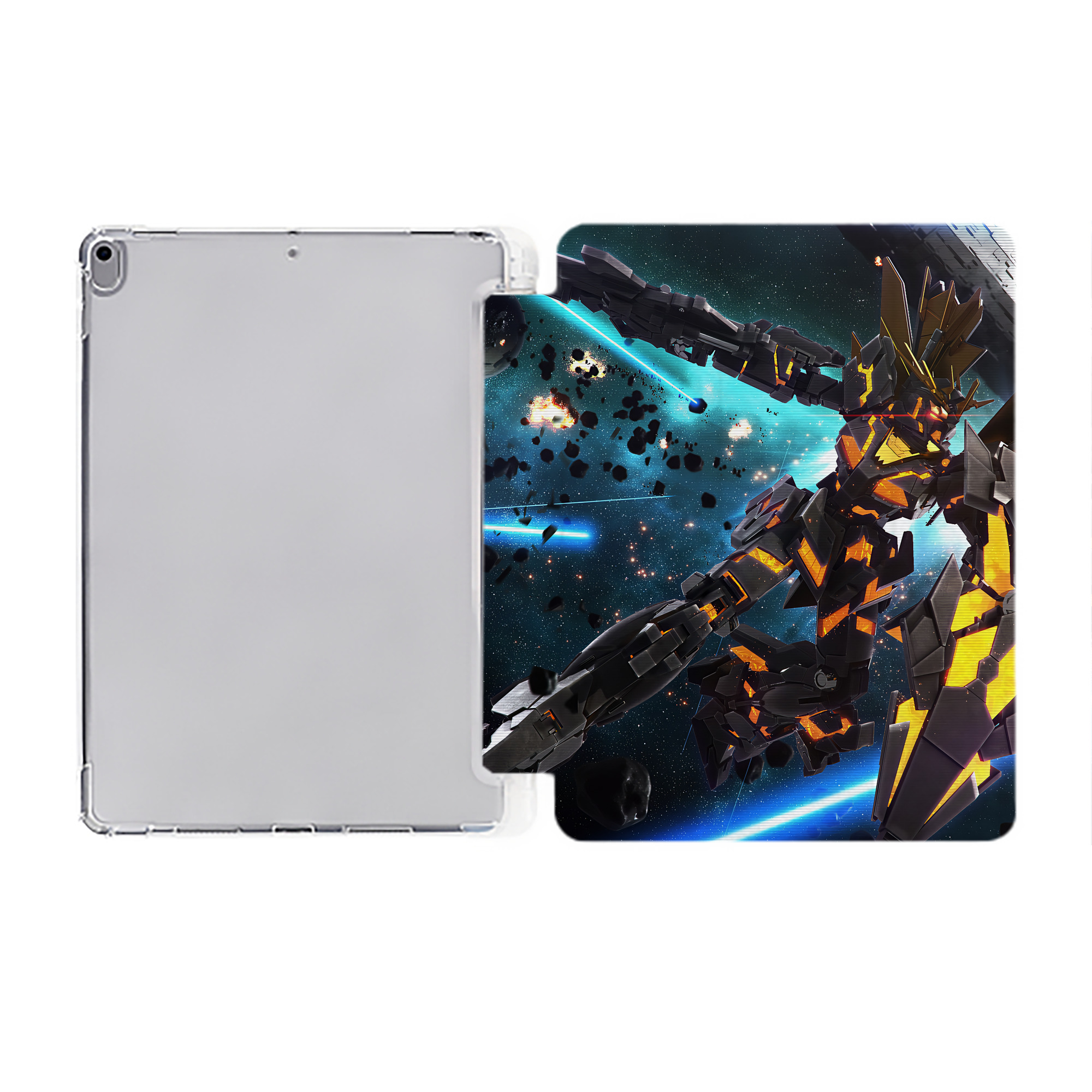 （画像用） 機動戦士ガンダム Mobile Suit Gundam IPad ケース ペン収納付き 三つ折りスタンド PUレザー×シリコン 対応機種9.5/10.5/10.9インチ